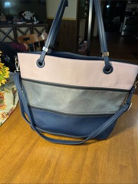 Mia K Collection Colorblock Navy, Pink & Gray Women’s Tote Bag
